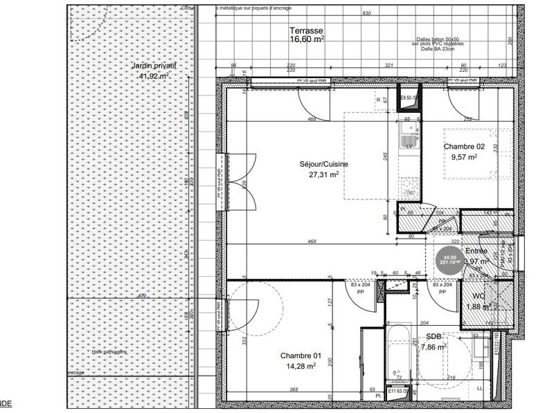 Appartement - 59 m² - 3 pièces