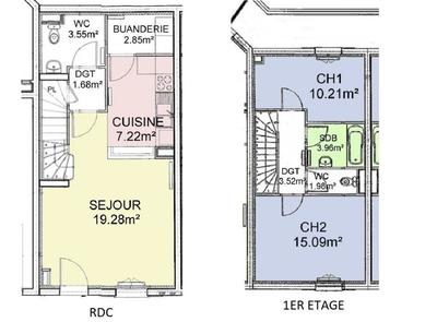 Maison - 70 m² - 3 pièces