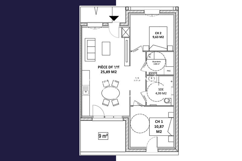 Maison - 60 m² - 3 pièces