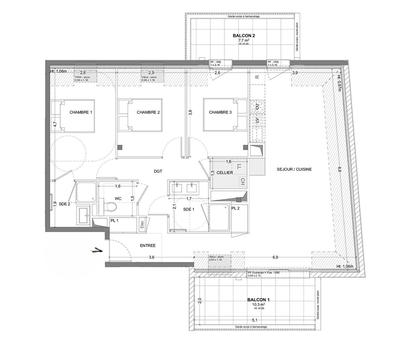 Appartement - 84 m² - 4 pièces