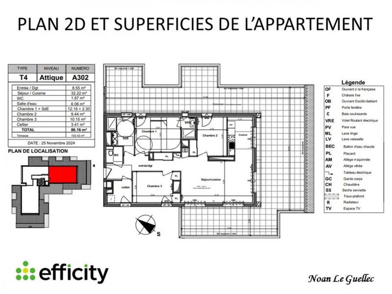 Appartement - 86 m² - 4 pièces