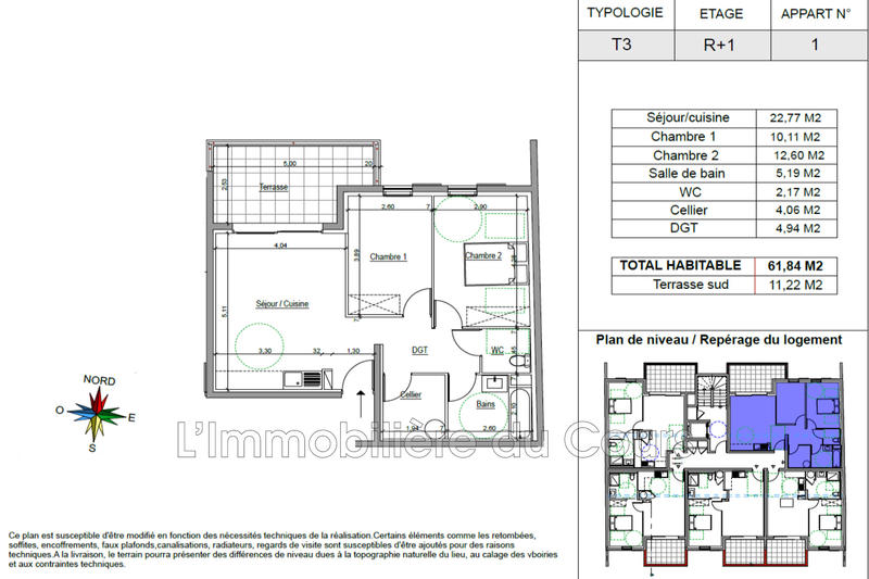 Appartement - 62 m² - 3 pièces