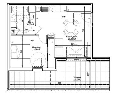 Appartement - 43 m² - 2 pièces
