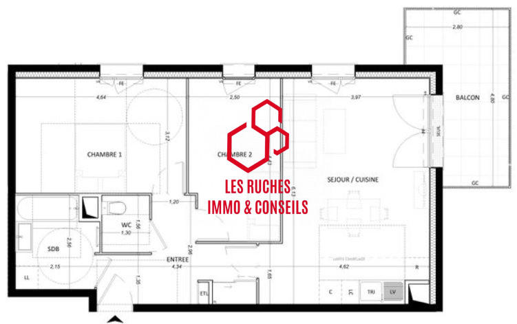 Appartement - 66 m² - 3 pièces