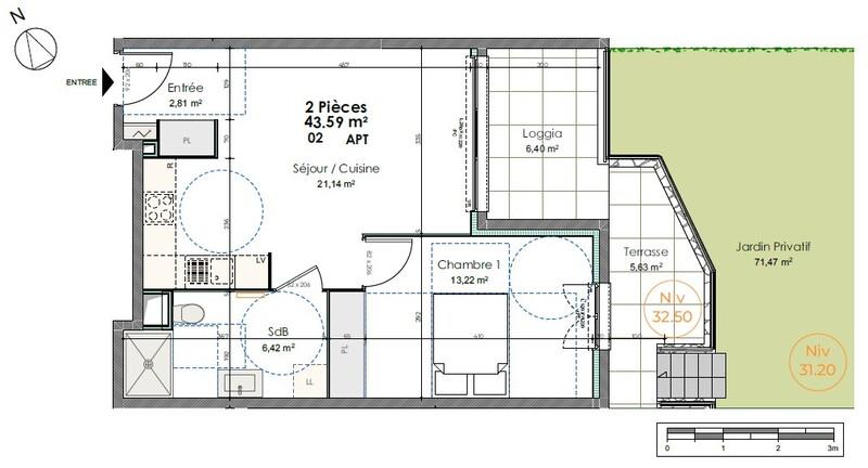 Appartement - 65 m² - 3 pièces