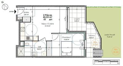 Appartement - 65 m² - 3 pièces
