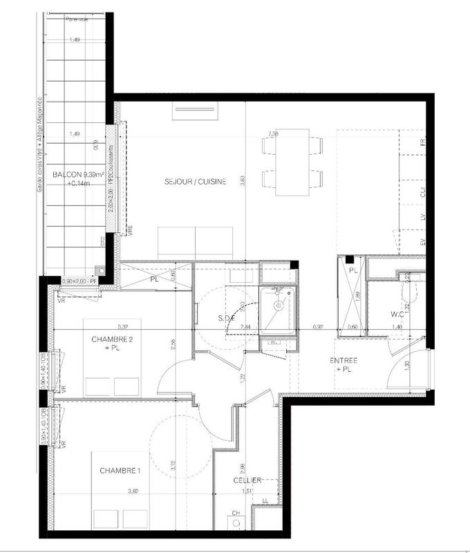 Appartement - 70 m² - 3 pièces