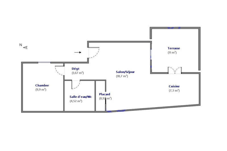 Appartement - 43 m² - 2 pièces