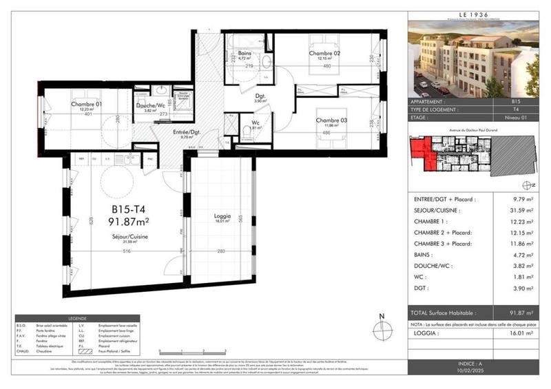 Appartement - 91 m² - 3 pièces