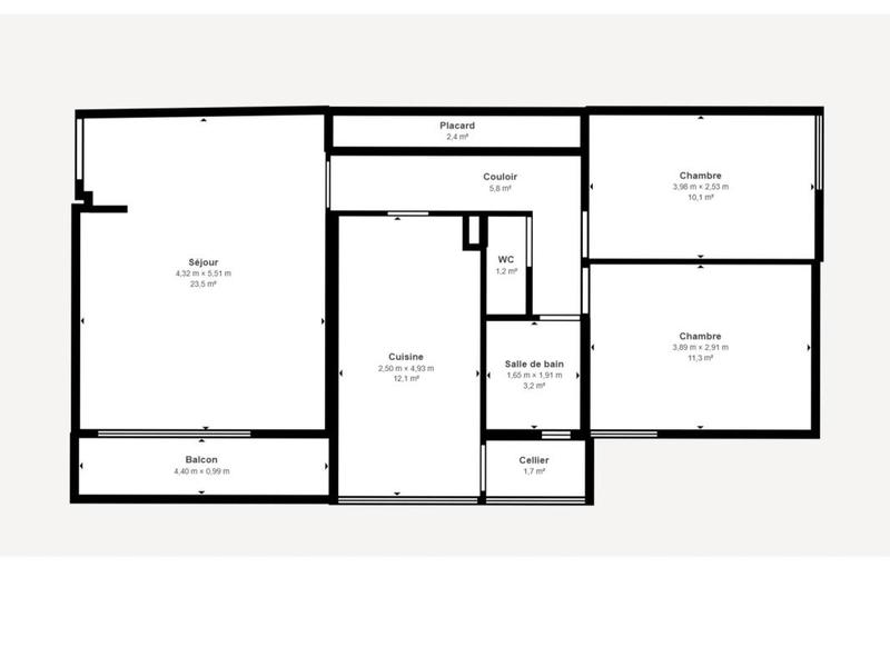 Appartement - 67 m² - 3 pièces