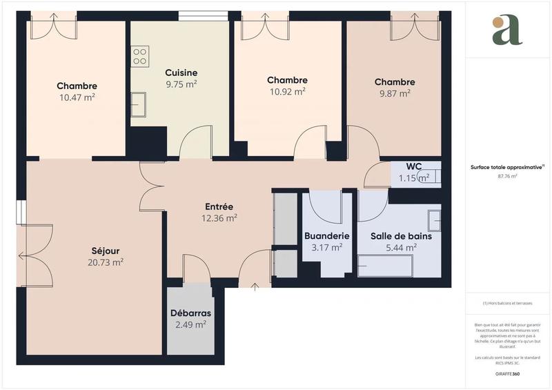 Appartement - 89 m² - 4 pièces