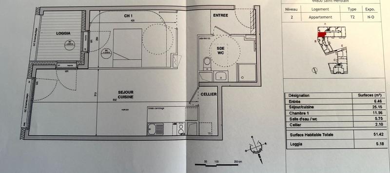 Appartement - 52 m² - 2 pièces
