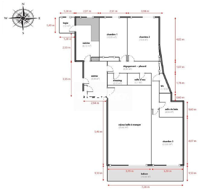 Appartement - 95 m² - 4 pièces