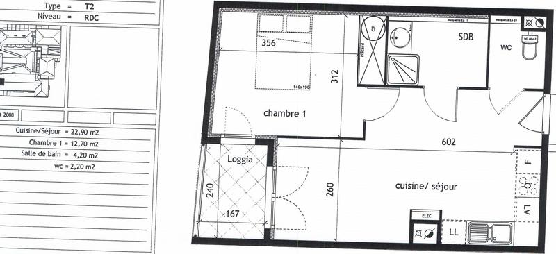 Appartement - 42 m² - 2 pièces