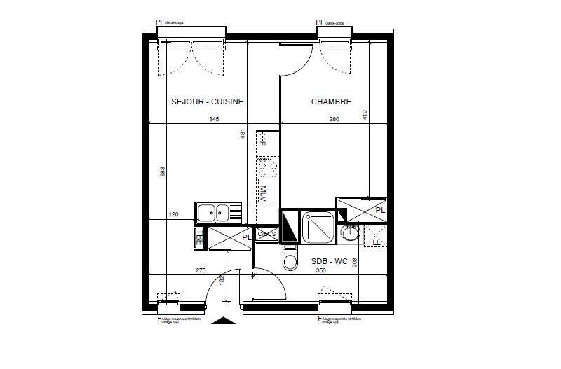 Appartement - 41 m² - 2 pièces
