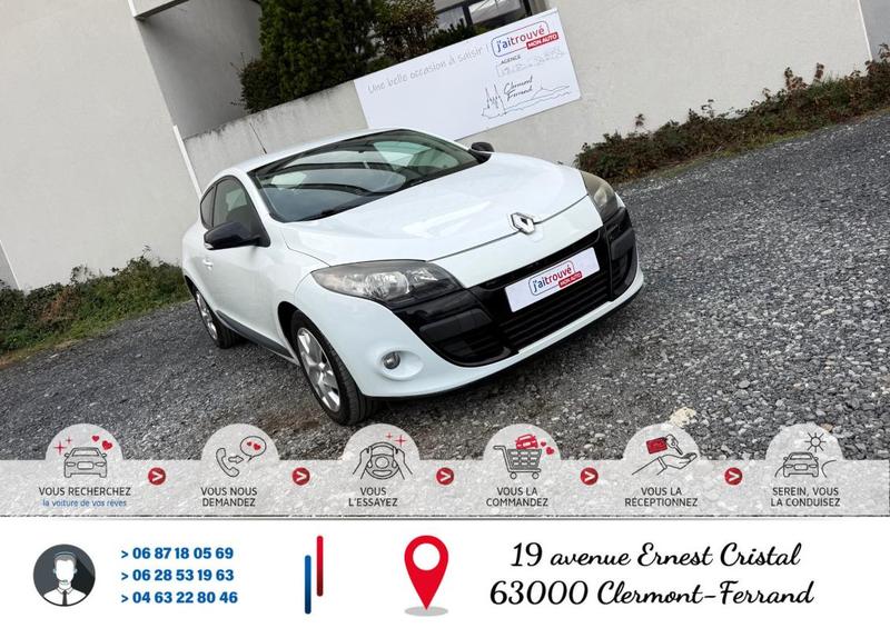 Renault Mégane 3 Coupé 1.6 16v 110Cv White Color édition Emotion Bv6 Crit'Air 1* 117000km*Ct Révision Kit Distribution Entretien Complet*Véhicule Sous Garantie*100 Points de Contrôles*CarteGrise Moitié prix (Véhicule plus 10 ans)*Sièges chauffant*Régulate
