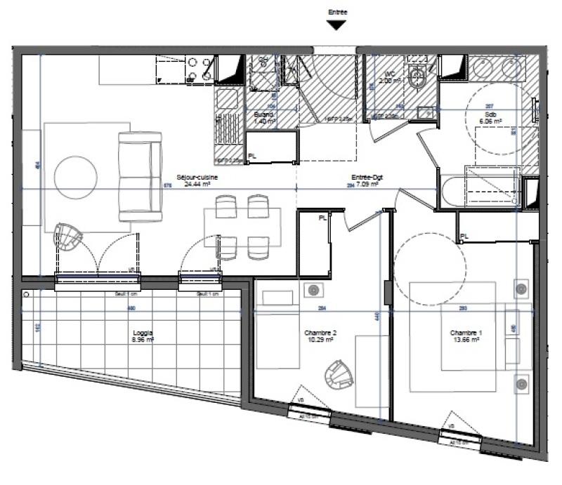 Appartement - 64 m² - 3 pièces