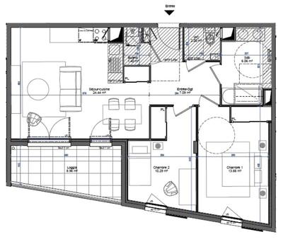 Appartement - 64 m² - 3 pièces
