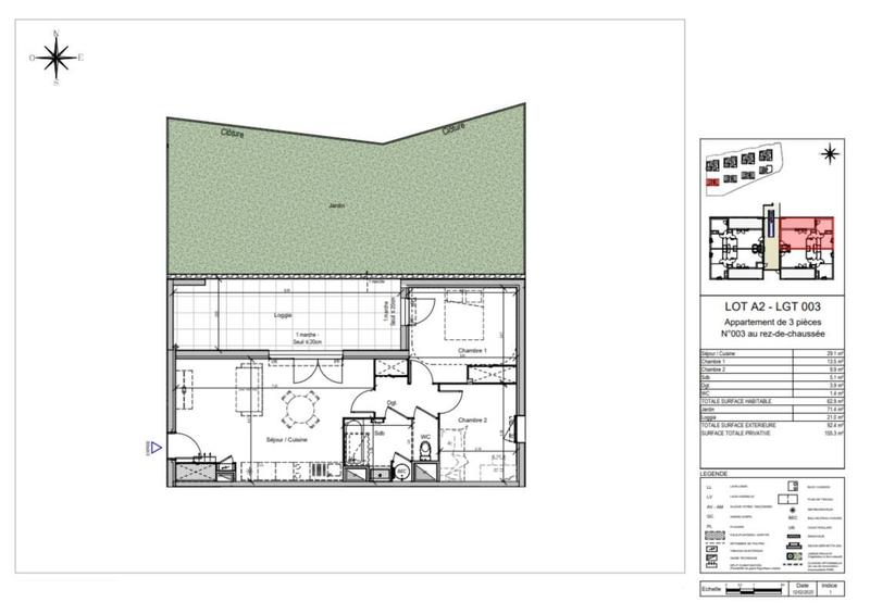 Appartement - 62 m² - 3 pièces