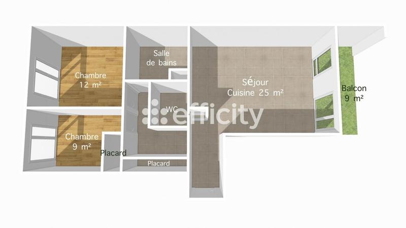 Appartement - 64 m² - 3 pièces