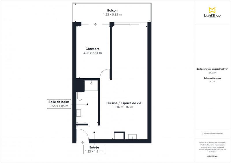 Appartement - 51 m² - 2 pièces