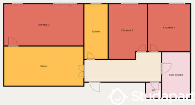 Chambre - 9 m² - 1 pièce