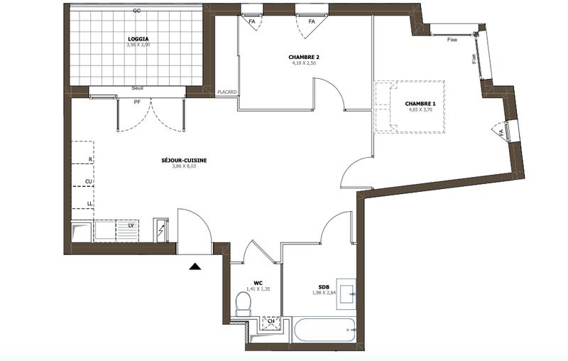 Appartement - 60 m² - 3 pièces