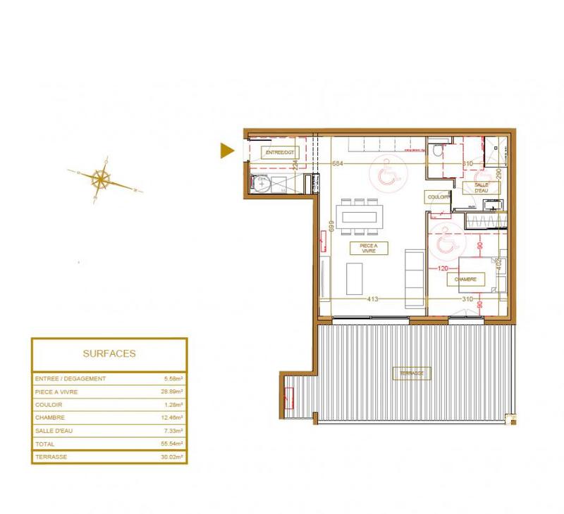 Appartement - 55 m² - 2 pièces