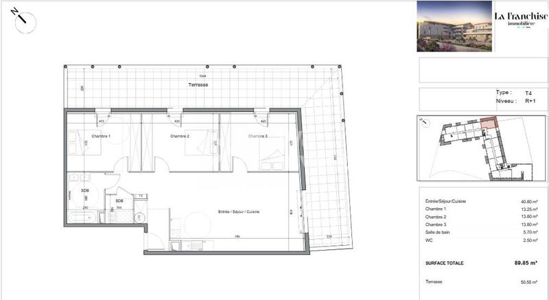 Appartement - 90 m² - 4 pièces