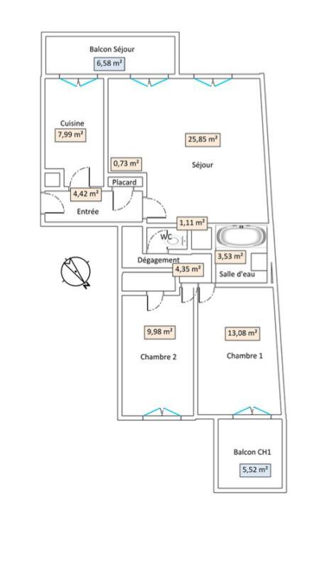Appartement - 71 m² - 4 pièces