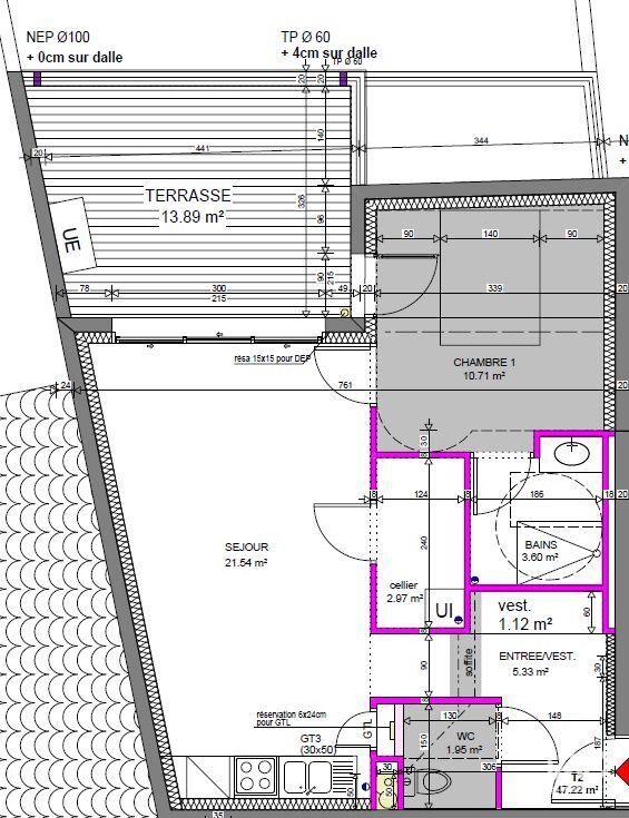 Appartement - 47 m² - 2 pièces
