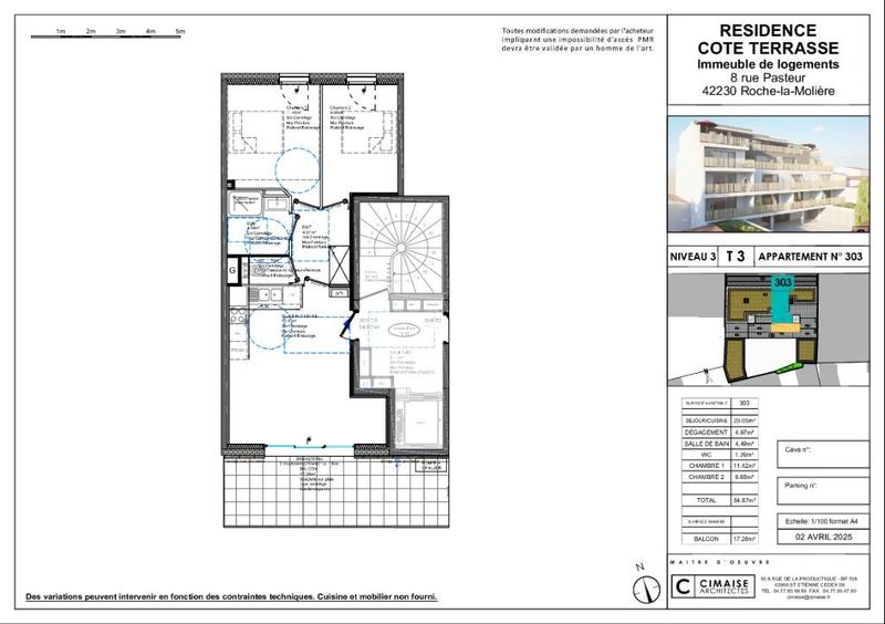 Appartement - 55 m² - 3 pièces
