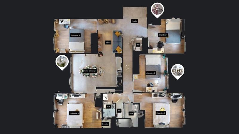 Chambre - 13 m² - 1 pièce