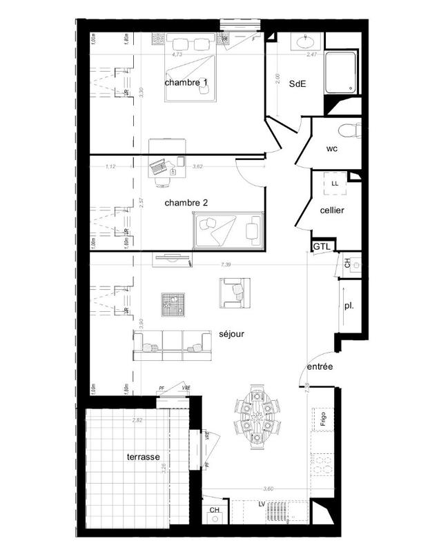 Appartement - 70 m² - 3 pièces