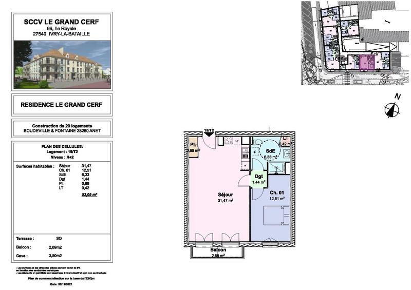 Appartement - 54 m² - 2 pièces