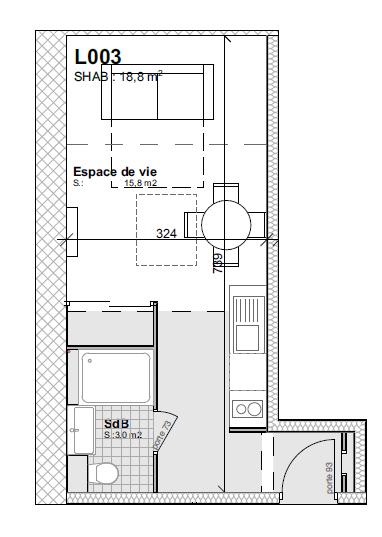 Appartement - 24 m² - 1 pièce