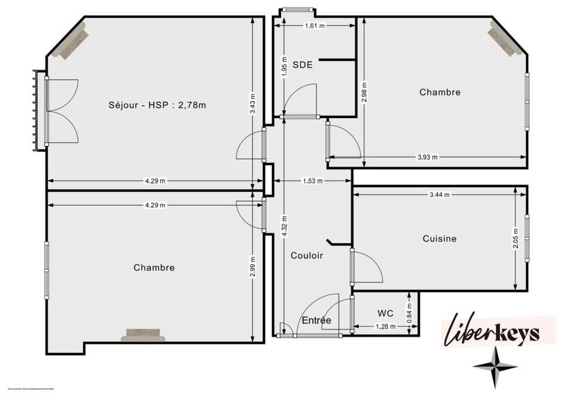 Appartement ancien - 55 m² - 3 pièces