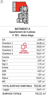 Appartement - 102 m² - 5 pièces