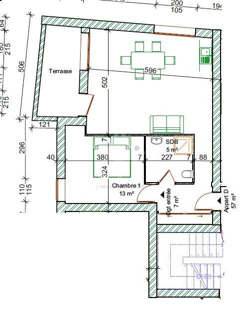 Appartement - 56 m² - 2 pièces