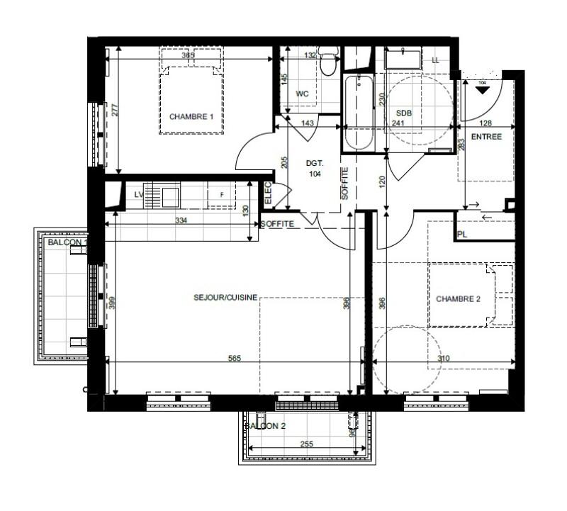 Appartement - 63 m² - 3 pièces