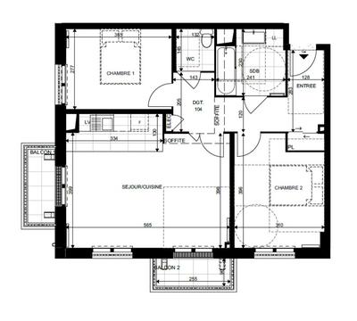 Appartement - 63 m² - 3 pièces