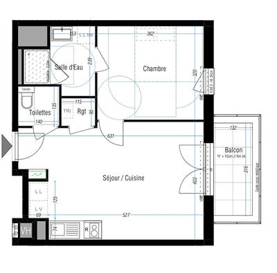 Appartement - 42 m² - 2 pièces
