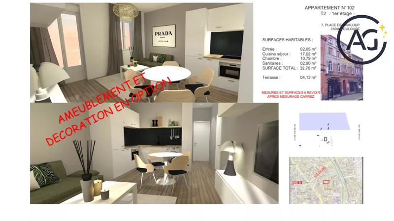 Appartement - 32 m² - 2 pièces