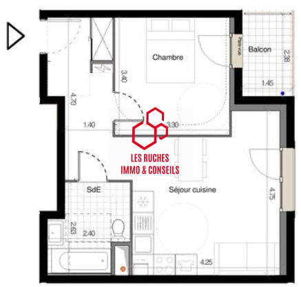 Appartement - 43 m² - 2 pièces