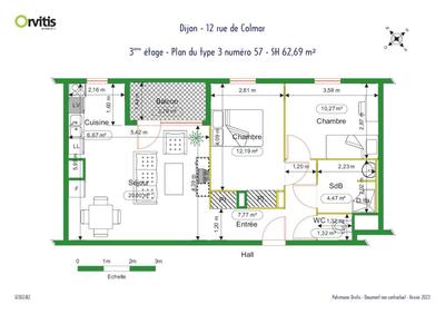 Appartement - 63 m² - 3 pièces