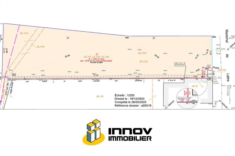 Terrain constructible - 1 702 m²