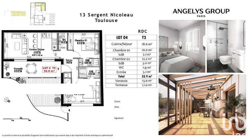 Appartement - 52 m² - 3 pièces