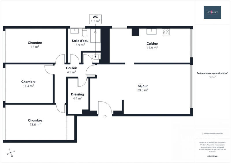 Appartement - 102 m² - 4 pièces