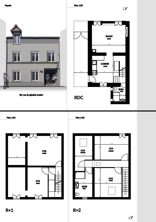 Maison de ville - 118 m² - 6 pièces