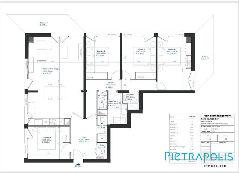 Appartement - 111 m² - 5 pièces